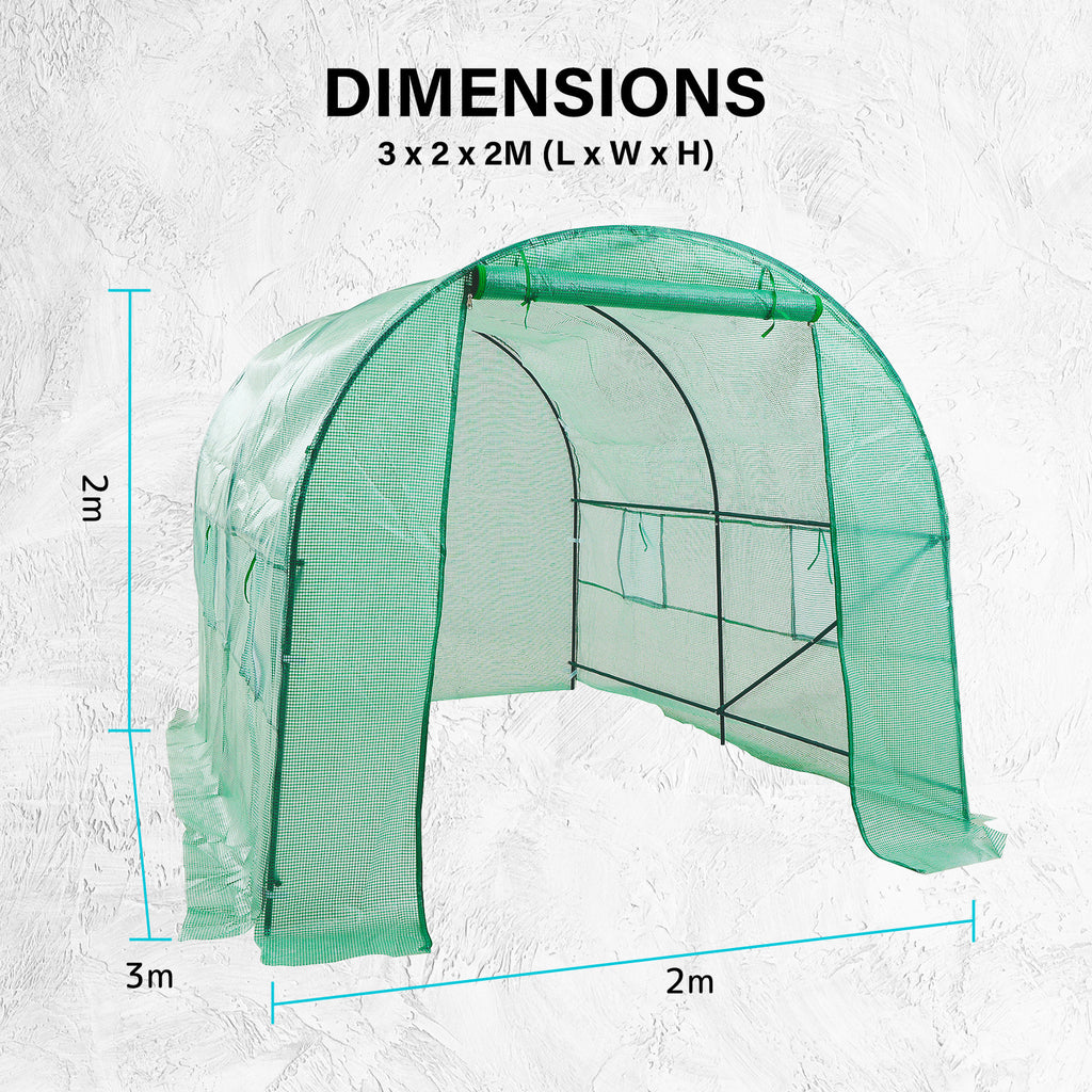 Replacement Dome Greenhouse Cover 300 x 200 x 200 cm – Green