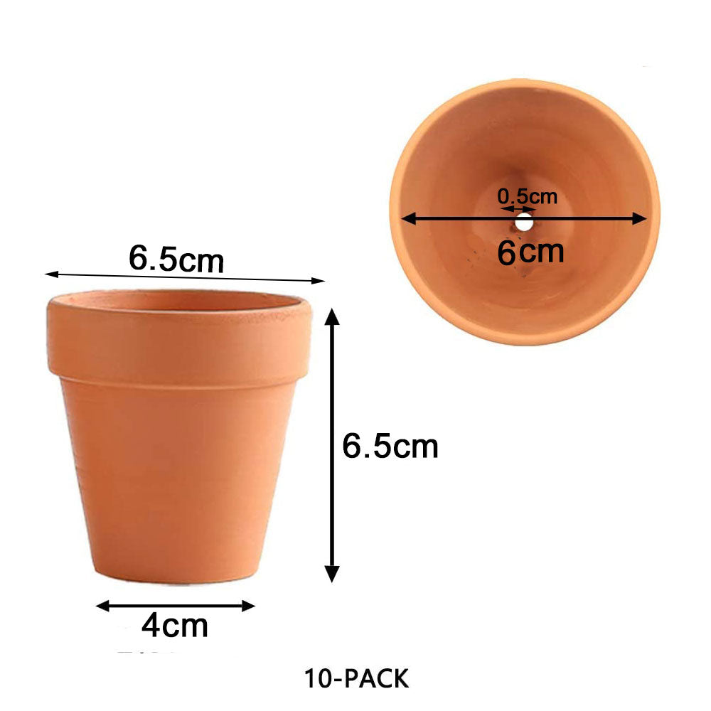 Mini Terracotta Pots with Drainage Holes, 6 cm – 10 Pack