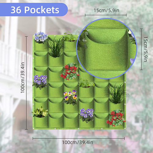 36-Pocket Vertical Wall Planter Bag – Green