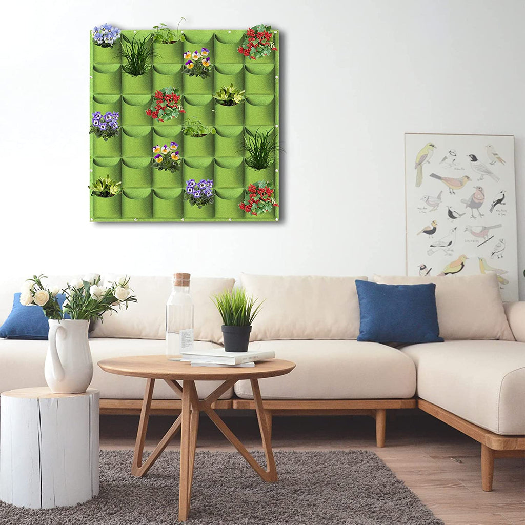 36-Pocket Vertical Wall Planter Bag – Green