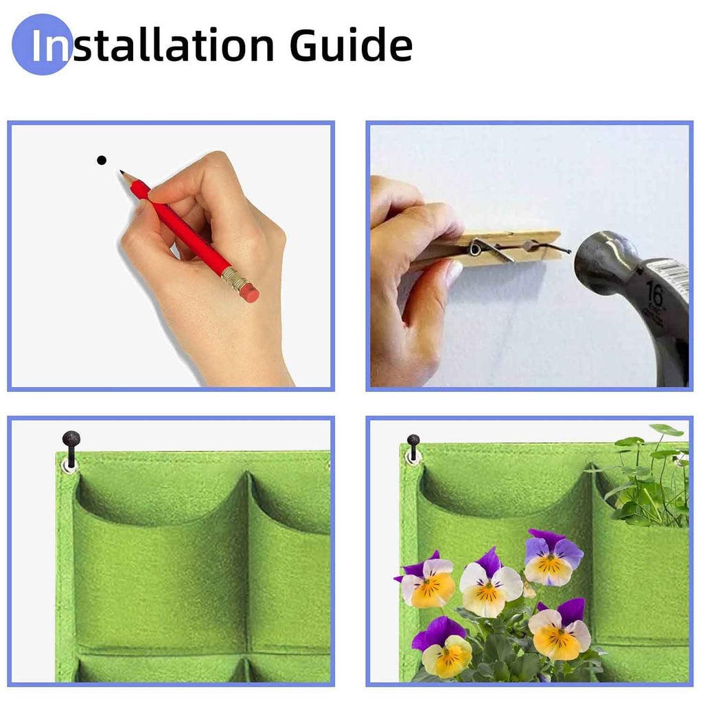 36-Pocket Vertical Wall Planter Bag – Green