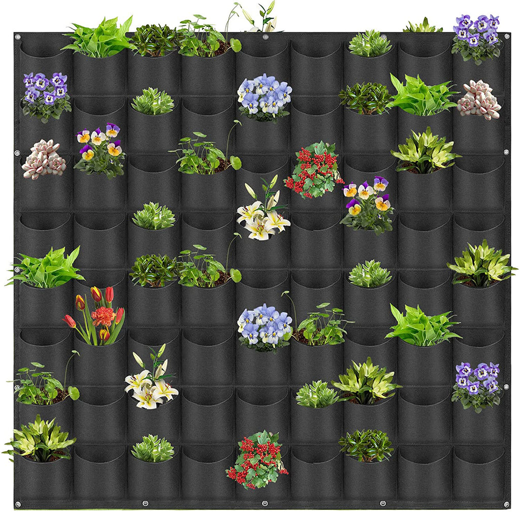 72-Pocket Vertical Wall Planter Bag – Black