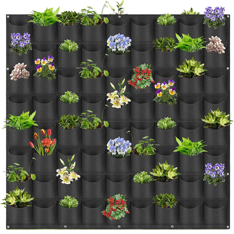 72-Pocket Vertical Wall Planter Bag – Black