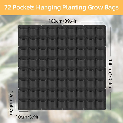 72-Pocket Vertical Wall Planter Bag – Black