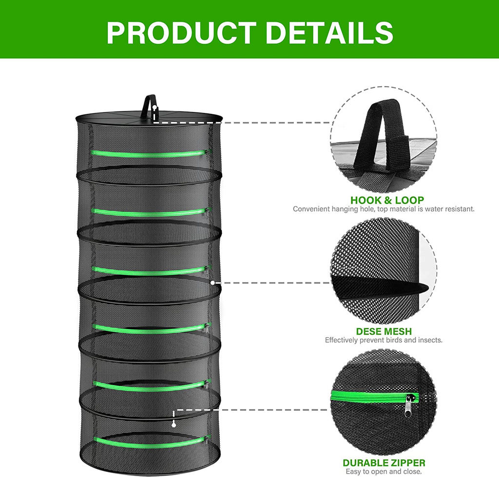 6-Tier Hanging Herb Drying Rack, 60 cm Mesh