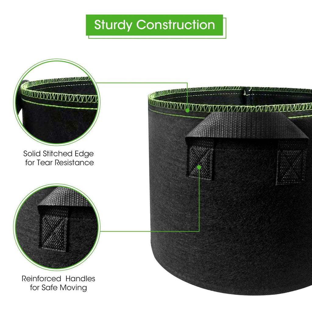 Fabric Grow Bags with Handles, 35 x 30 cm, 5 Pack