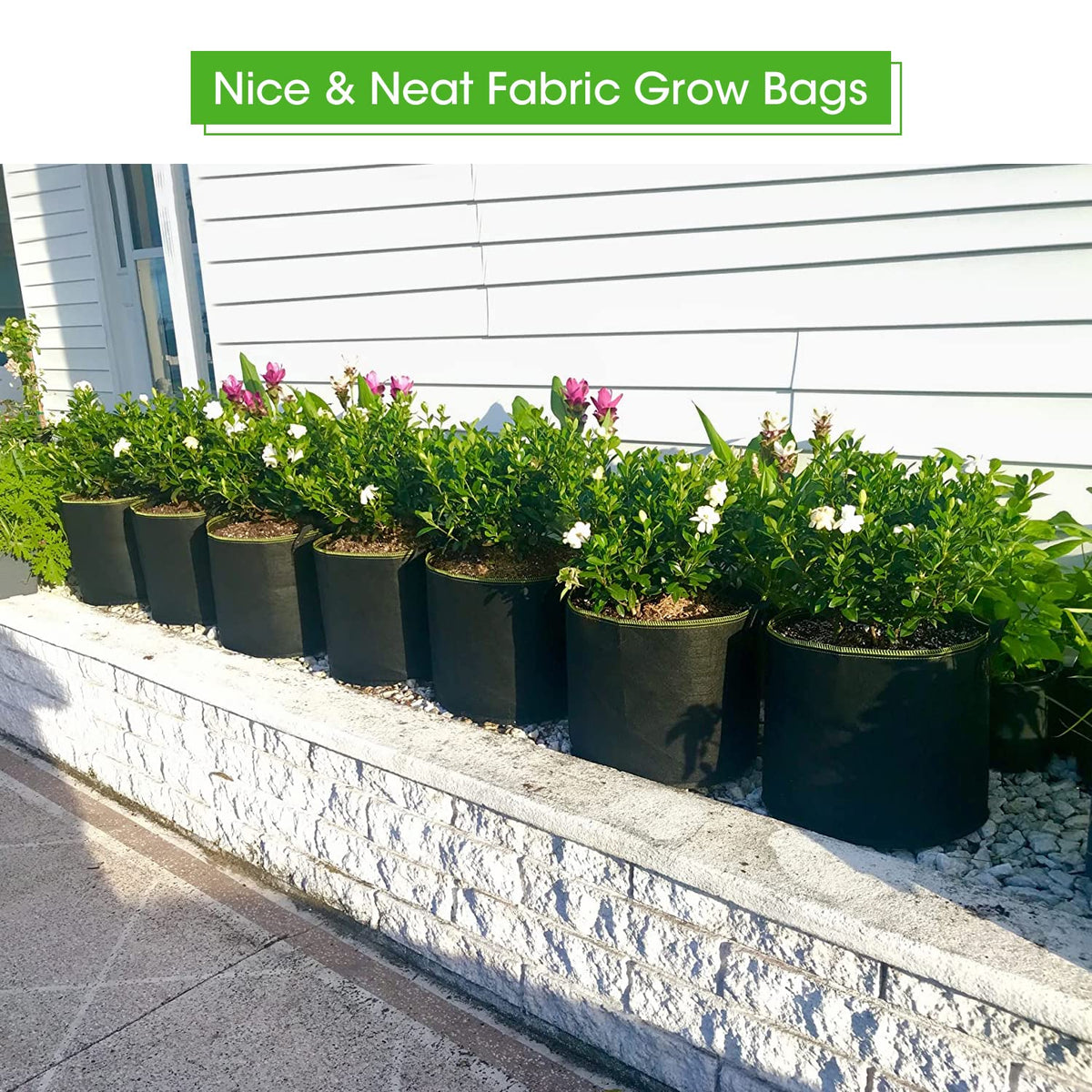 Fabric Grow Bags with Handles, 35 x 30 cm, 5 Pack