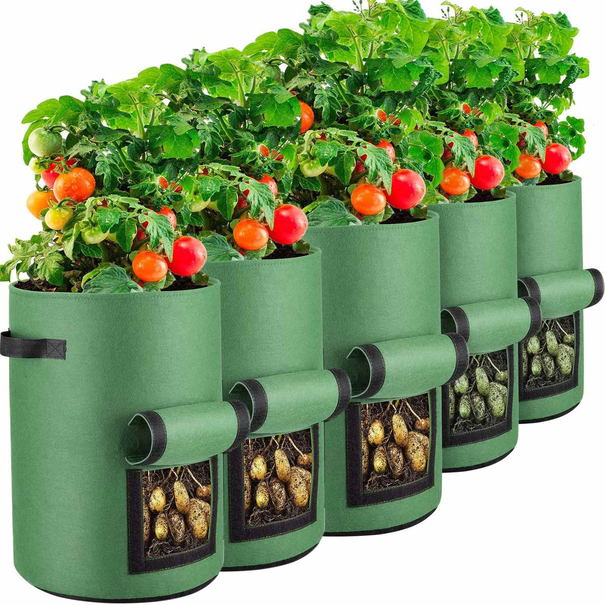 7 Gallon Potato Grow Bags with Handles, 5 Pack