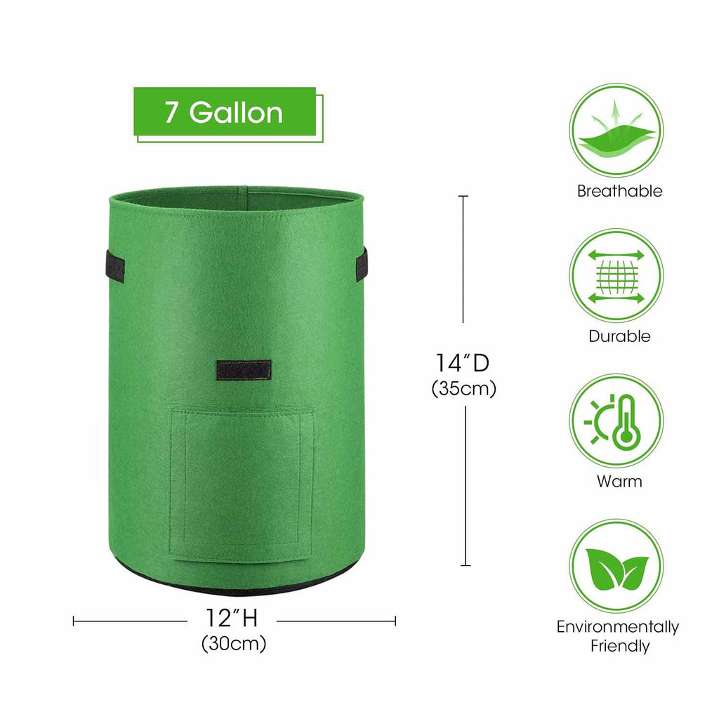 7 Gallon Potato Grow Bags with Handles, 5 Pack