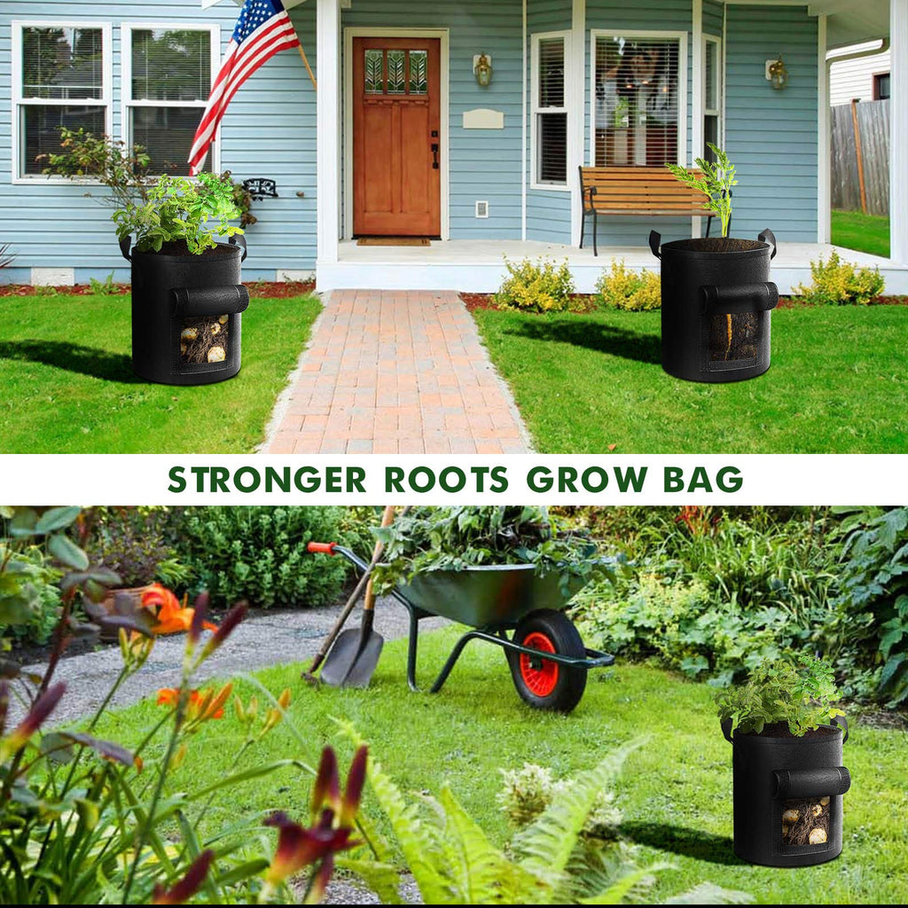 7 Gallon Potato Grow Bags with Handles, 5 Pack – Black