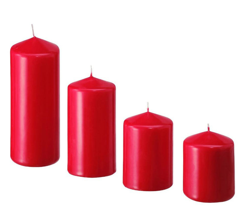 Red Wax Pillar Advent Candles, 6-15 cm – Pack of 4