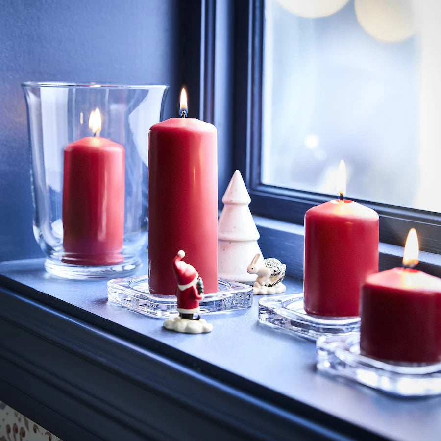 Red Wax Pillar Advent Candles, 6-15 cm – Pack of 4