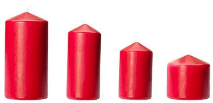 Red Wax Pillar Advent Candles, 6-15 cm – Pack of 4
