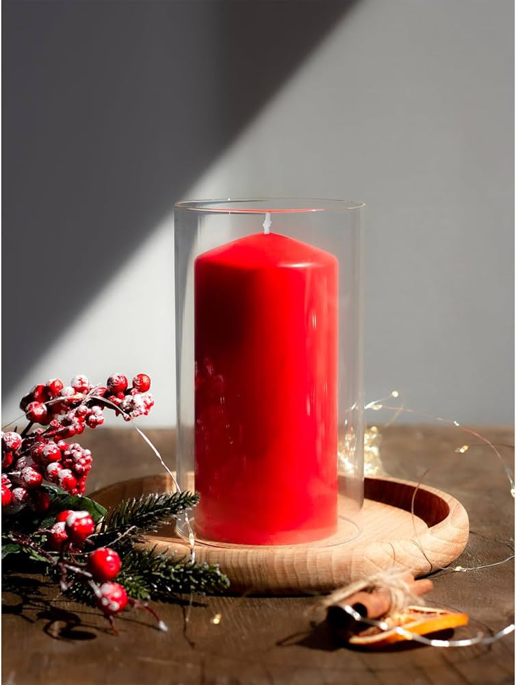 Red Wax Pillar Advent Candles, 6-15 cm – Pack of 4