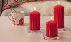 Red Wax Pillar Advent Candles, 6-15 cm – Pack of 4