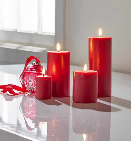 Red Wax Pillar Advent Candles, 6-15 cm – Pack of 4