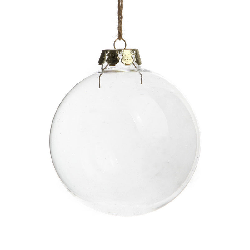 Clear Glass Christmas Baubles, 6 cm with Silver Cap – Pack of 24