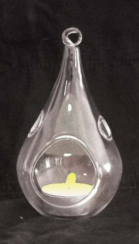 Hanging Glass Teardrop Tealight Holders, 12 cm – Pack of 4