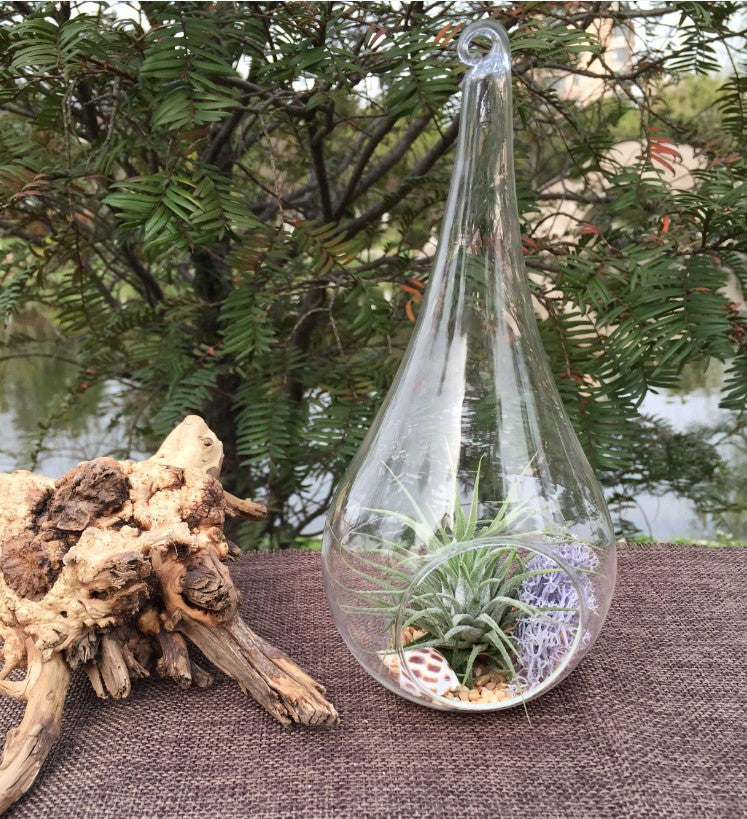 Hanging Glass Teardrop Tealight Holders, 12 cm – Pack of 4