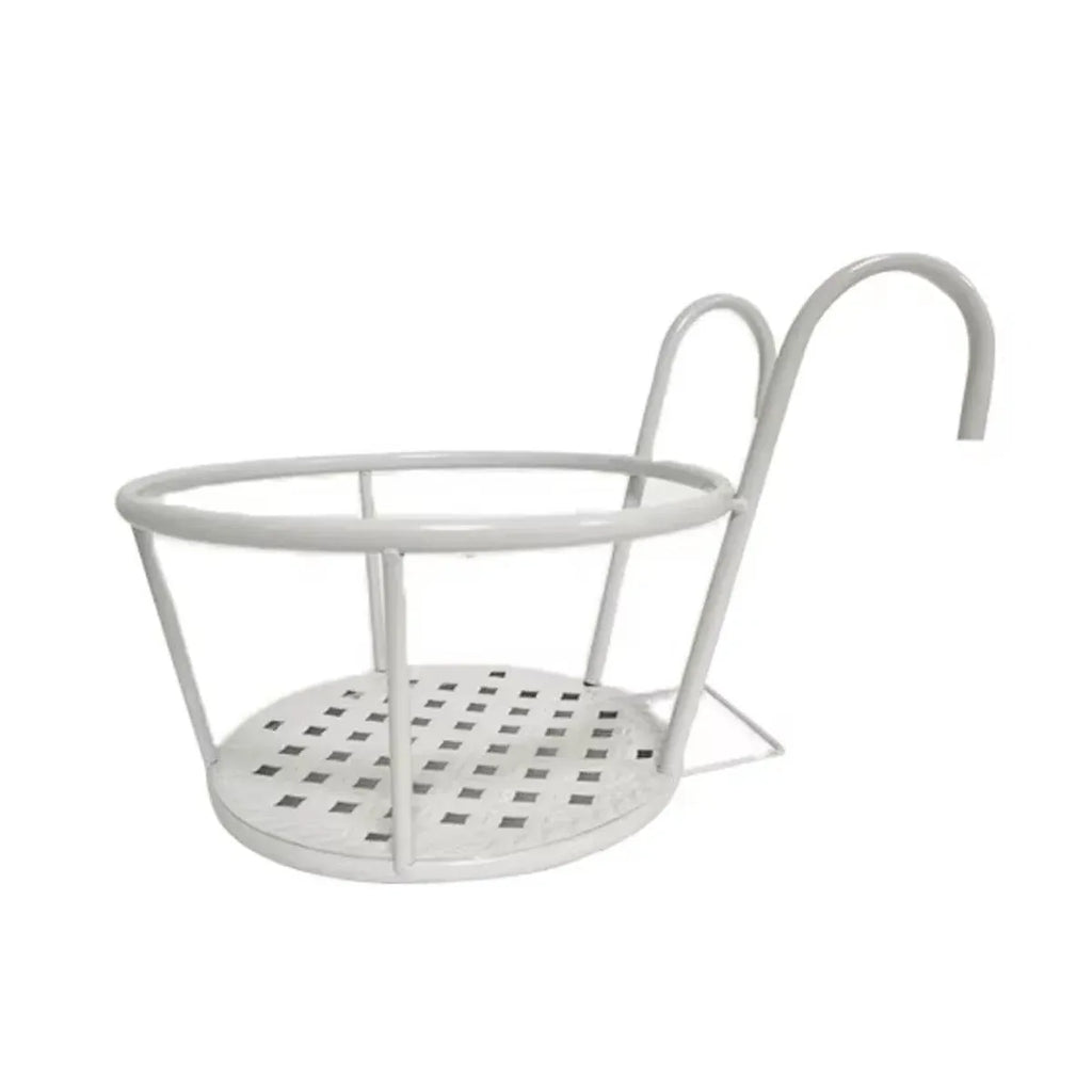 Iron Railing Pot Holder, 22 cm – White