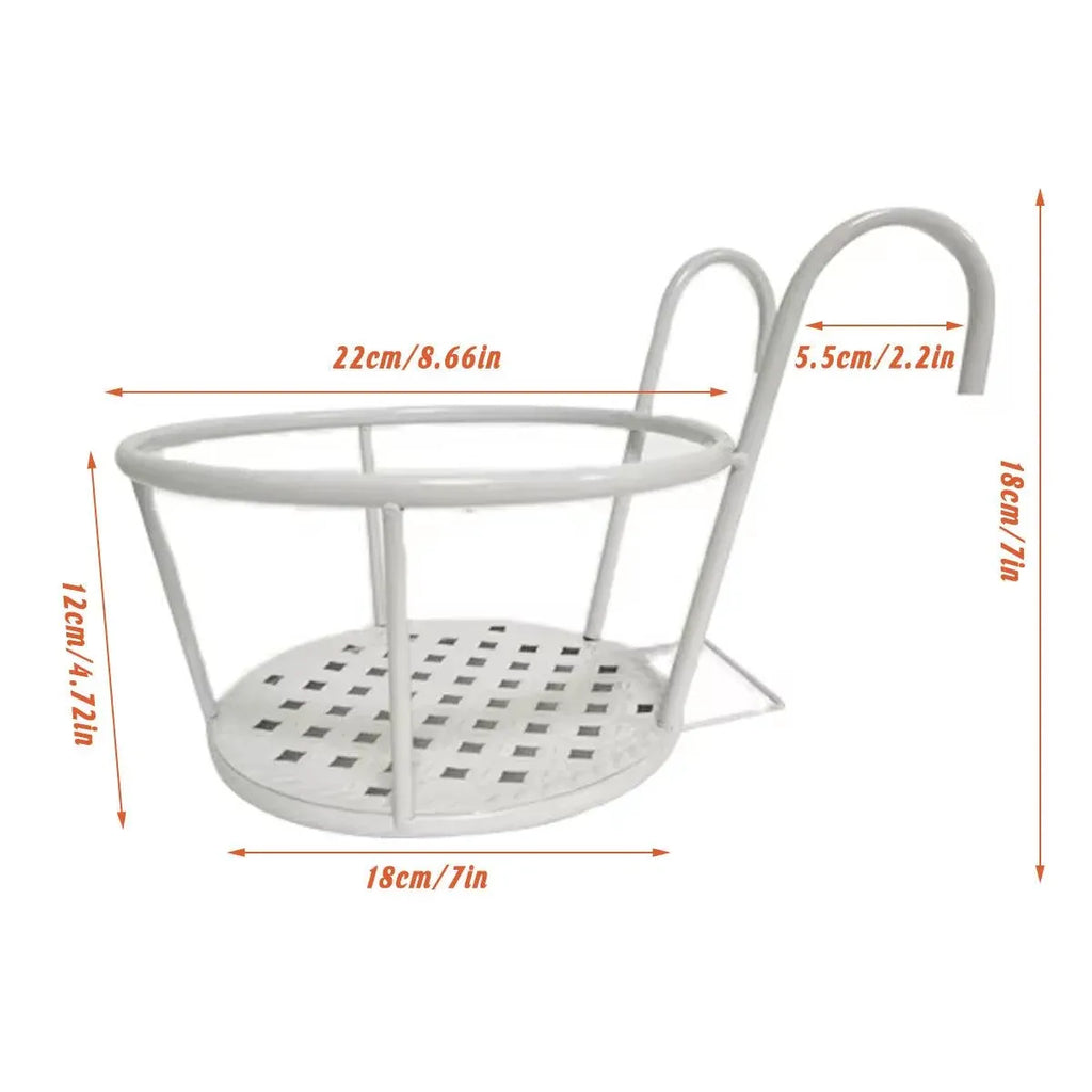 Iron Railing Pot Holder, 22 cm – White