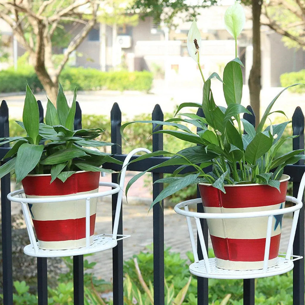 Iron Railing Pot Holder, 22 cm – White