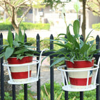 Iron Railing Pot Holder, 22 cm – White