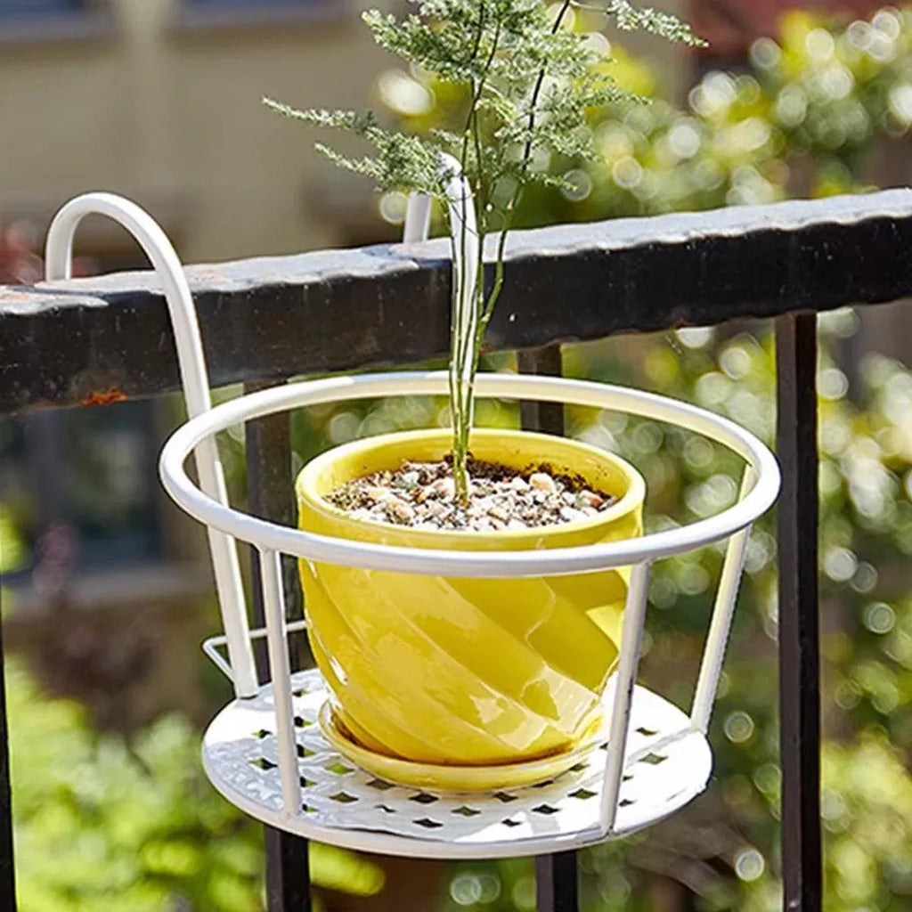 Iron Railing Pot Holder, 22 cm – White