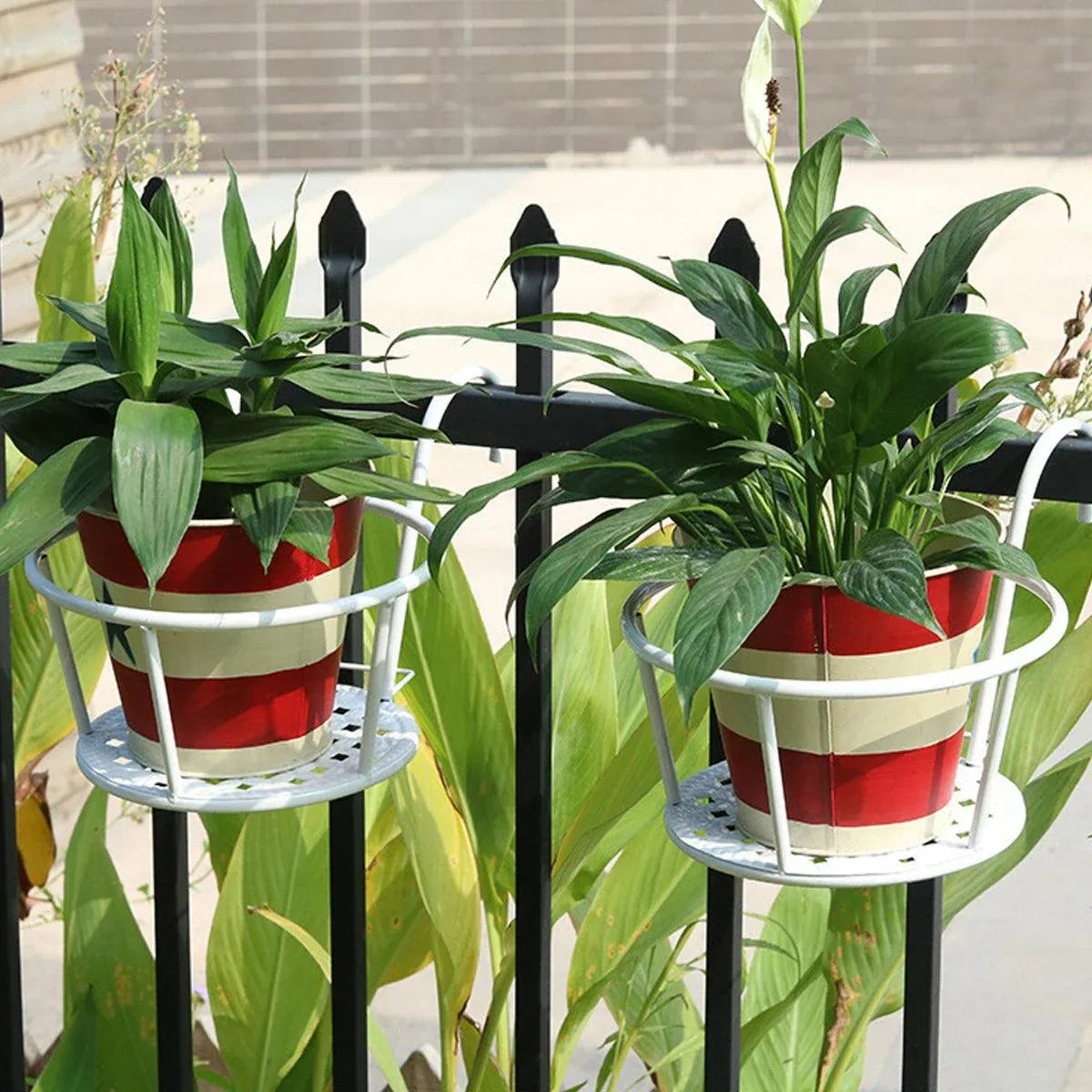 Iron Railing Pot Holder, 22 cm – White