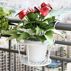 Iron Railing Pot Holder, 22 cm – White