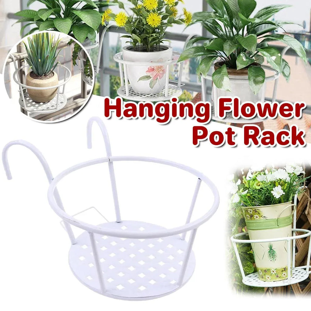 Iron Railing Pot Holder, 22 cm – White