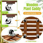 Wooden Plant Caddy with Lockable Wheels 30 cm