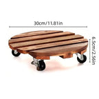 Wooden Plant Caddy with Lockable Wheels 30 cm