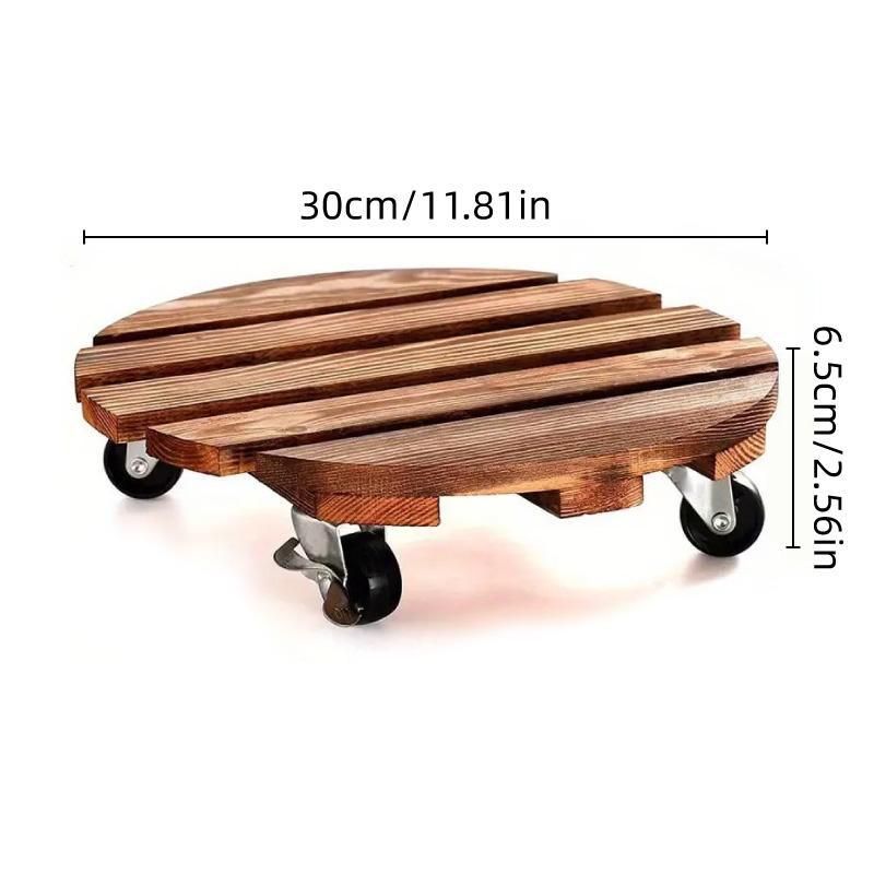 Wooden Plant Caddy with Lockable Wheels 30 cm