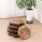 Wooden Plant Caddy with Lockable Wheels 30 cm