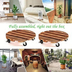Wooden Plant Caddy with Lockable Wheels 30 cm