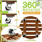 Wooden Plant Caddy with Lockable Wheels 30 cm