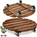 Wooden Plant Caddy with Lockable Wheels 30 cm