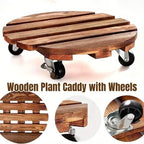 Wooden Plant Caddy with Lockable Wheels 30 cm