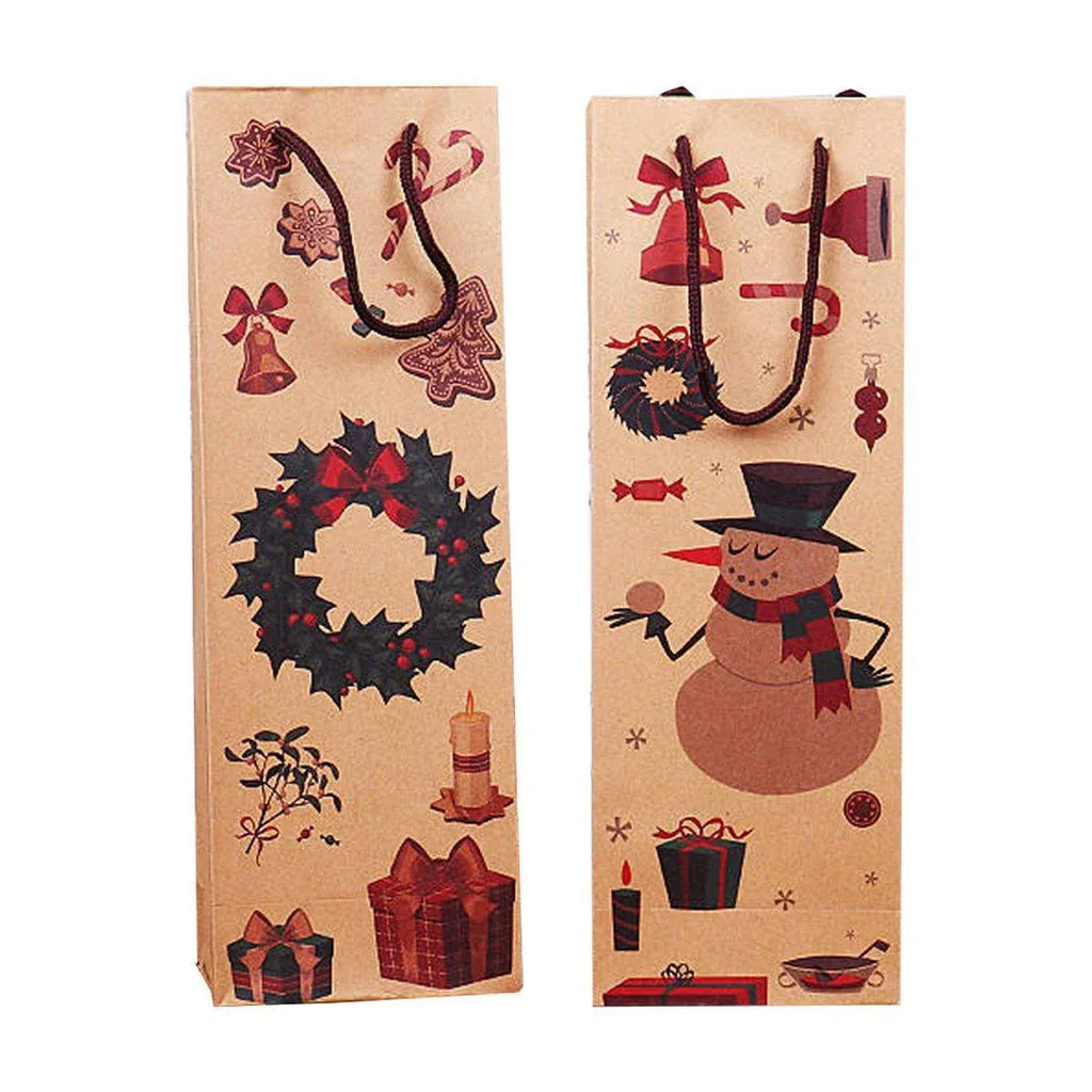 Kraft Paper Christmas Wine Bottle Gift Bags, Snowman – Pack of 20