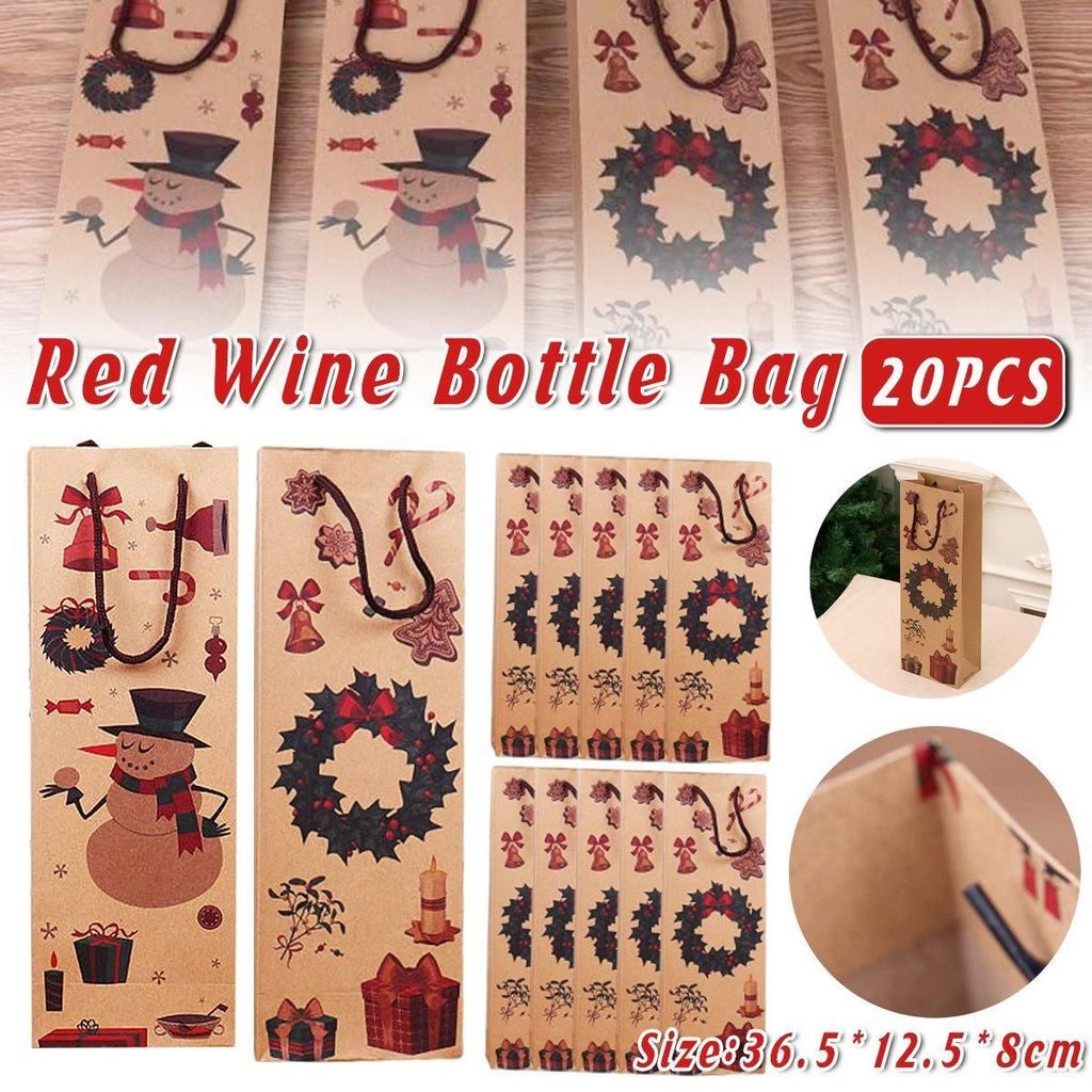 Kraft Paper Christmas Wine Bottle Gift Bags, Snowman – Pack of 20
