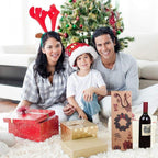 Kraft Paper Christmas Wine Bottle Gift Bags, Wreath – Pack of 20