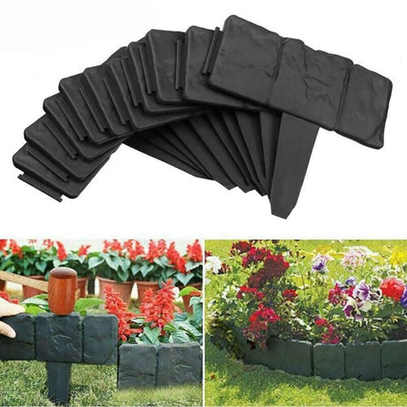 Stone-Effect Lawn Edging, 20 Pack – Black