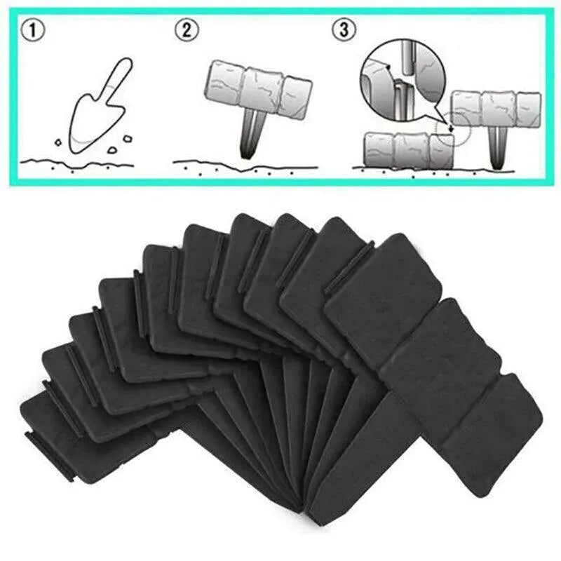 Stone-Effect Lawn Edging, 20 Pack – Black