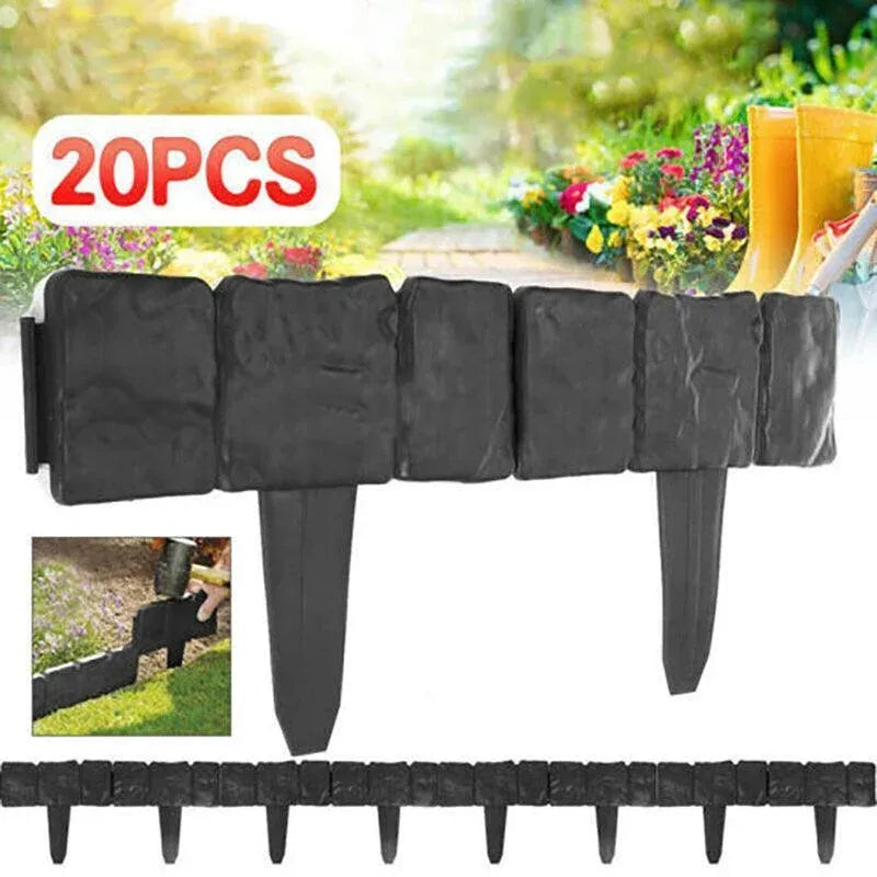 Stone-Effect Lawn Edging, 20 Pack – Black