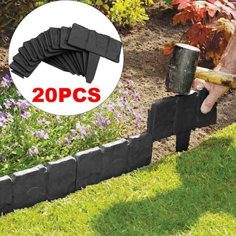 Stone-Effect Lawn Edging, 20 Pack – Black