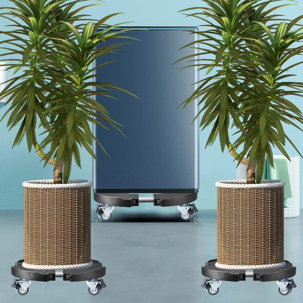 Adjustable Round Plant Caddy with Lockable Wheels, 40–48 cm