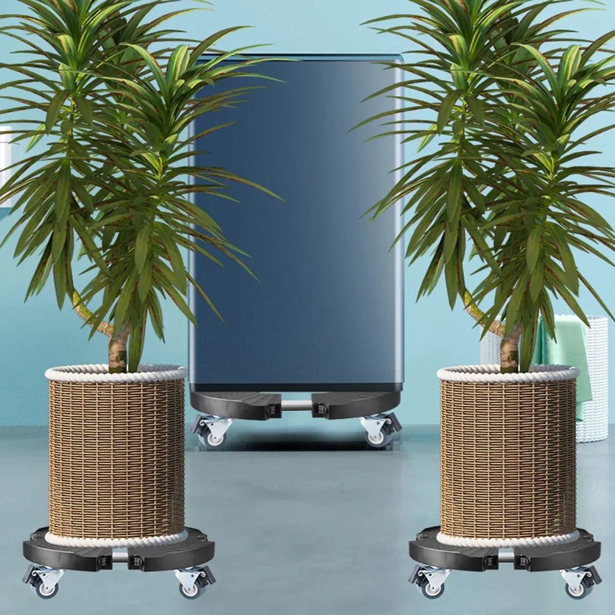 Adjustable Round Plant Caddy with Lockable Wheels, 40–48 cm