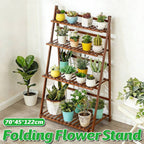4-Tier Folding Bamboo Plant Stand, 122 cm