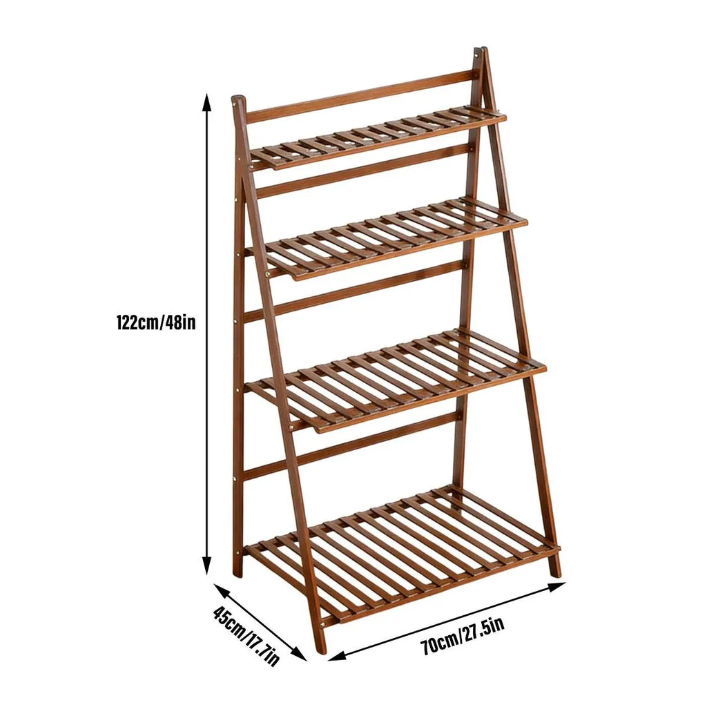 4-Tier Folding Bamboo Plant Stand, 122 cm